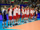 Poland men's national volleyball team before a Volleyball Nations League match