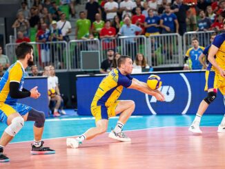 Ukraine men's national volleyball team during the 2022 FIVB Volleyball Men's World Championship.