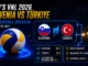 Slovenia vs Türkiye Men’s VNL 2026 quarterfinal preview graphic with team flags, records and Ningbo Finals branding