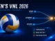 Men’s VNL 2026 qualification graphic showing Osaka, Belgrade and Chicago routes to the Ningbo Finals