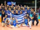Greece women's volleyball team celebrate after beating France 3-0 in the Women's EuroVolley 2026 Round of 16