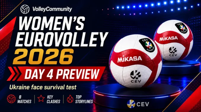 Women’s EuroVolley 2026 Day 4 preview featured image with official-style tournament volleyballs