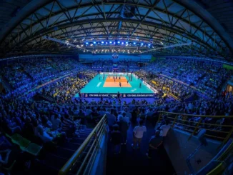 Packed arena during Italy vs Slovenia at the Men’s EuroVolley 2026 group stage