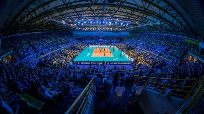 Packed arena during Italy vs Slovenia at the Men’s EuroVolley 2026 group stage